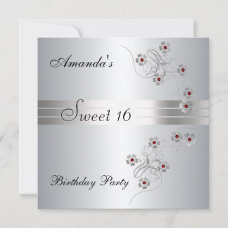 Sweet 16 Silver Birthday Party Einladung