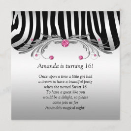 Sweet 16 Silver Black Zebra IMITATE Rosa Juwelen B Einladung