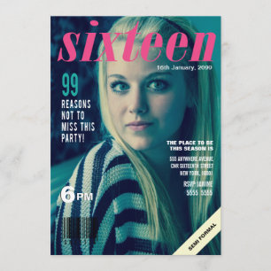 Sweet 16 Sixteen Magazine Cover Photo Invitation