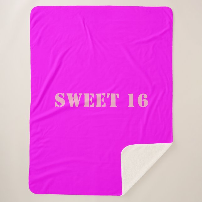 Sweet 16 Solid Pink Magenta Fleece Blanket Sherpadecke (Vorderseite)