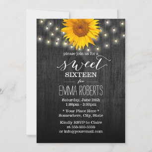 Sweet 16 Sonnenblumen & Streichellichter Vintages  Einladung