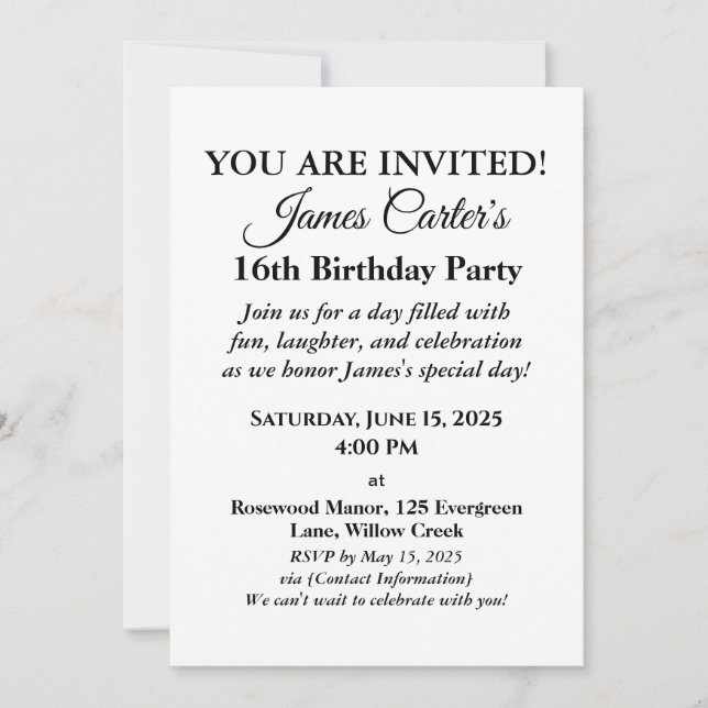 Sweet 16 Splash Bash : Invitation de la fête de pi (Devant)