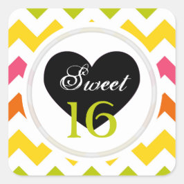 Sweet 16 Stickers: Summer Pastel Zickzack Print Quadratischer Aufkleber