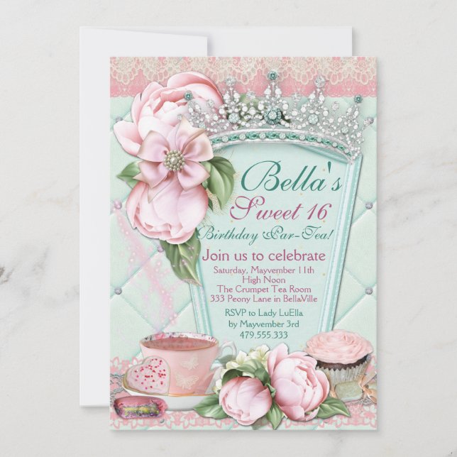 Sweet 16 Tea Party Invitation (Devant)