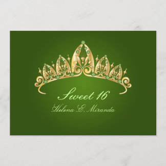 Sweet 16/ tiara/smaragdgrüne Einladungen