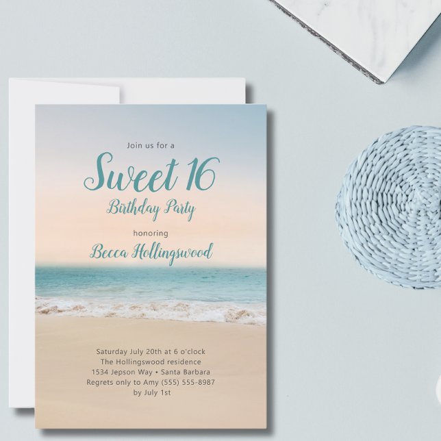 Sweet 16 Tropical Beach Theme Party Invitation (Créateur téléchargé)