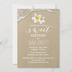 Sweet 16 Tropical Plumeria Beach Elegant Einladung