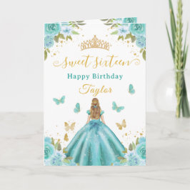 Sweet 16 Turquoise Princess Blonde Girl Karte