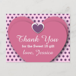 SWEET 16 Vielen Dank Herzens Dots B03 LILA Postkarte