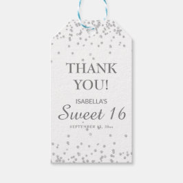 Sweet 16 Vielen Dank White Silver Glitzer Geschenk Geschenkanhänger