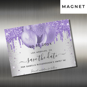 Sweet 16 violet argenté enregistrer la carte magné