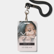 Sweet 16 VIP Pass Birthday Invitation Photo Badge