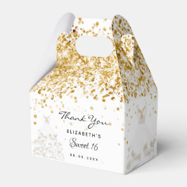 Sweet 16 weißes goldenes Kleid danke Geschenkschachtel
