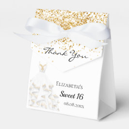 Sweet 16 White Gold Glitzer Kleid Vielen Dank Geschenkschachtel