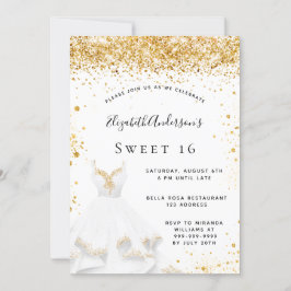Sweet 16 white gold Kleid Glitzer Einladung