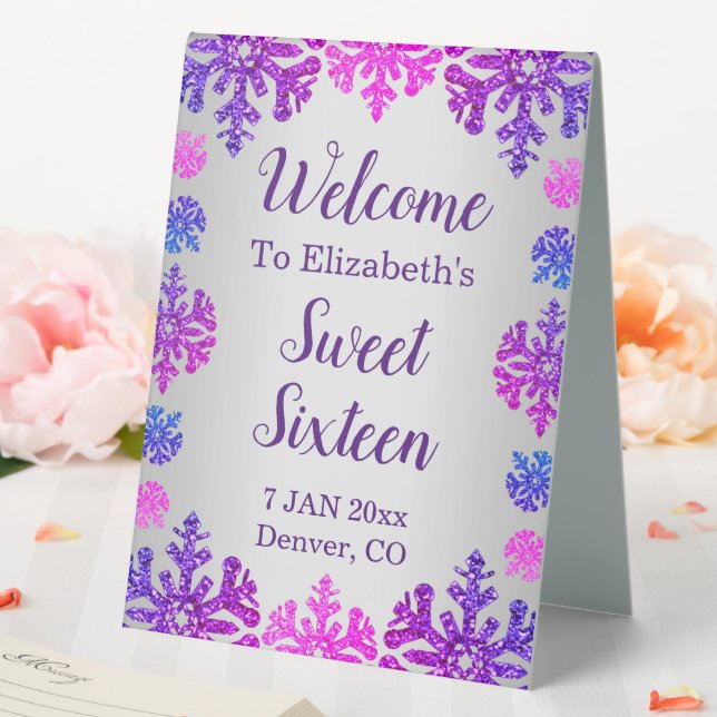 Sweet 16 Winter Snowflake Geburtstag Tischaufsteller (In Situ (Hochzeit))