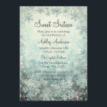 Sweet 16 Winter Wonderland Aquamarine Schneeflocke Einladung<br><div class="desc">Sweet 16 Winter Wonderland Aquamarine Schneeflocken</div>