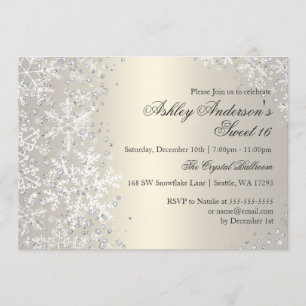 Sweet 16 Winter Wonderland Sparkle Schneeflocken Einladung