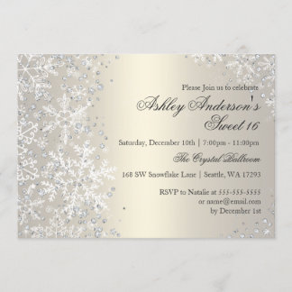 Sweet 16 Winter Wonderland Sparkle Schneeflocken Einladung