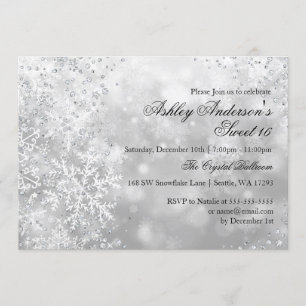 Sweet 16 Winter Wonderland Sparkle Schneeflocken Einladung