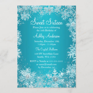 Sweet 16 Winter Wonderland Sparkle Schneeflocken Einladung