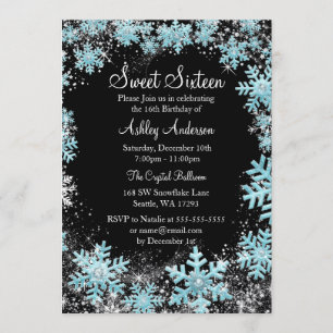 Sweet 16 Winter Wonderland Sparkle Schneeflocken Einladung
