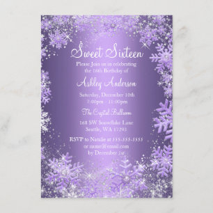 Sweet 16 Winter Wonderland Sparkle Schneeflocken Einladung