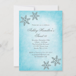Sweet 16 Winter Wonderland Sparkle Schneeflocken Einladung