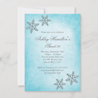 Sweet 16 Winter Wonderland Sparkle Schneeflocken Einladung