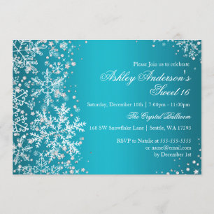 Sweet 16 Winter Wonderland Sparkle Schneeflocken Einladung