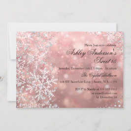 Sweet 16 Winter Wonderland Sparkle Schneeflocken RSVP Karte