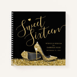 Sweet 16 wünscht Rat Black Gold Gästebuch Notizbuch