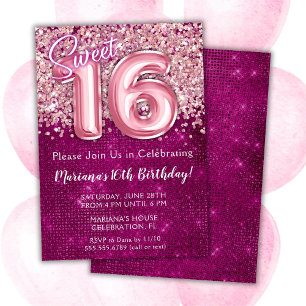 Sweet 16e anniversaire Invitation Magenta Pink