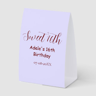 Sweet 16th birthday purple pastel mauve retro name tischaufsteller 