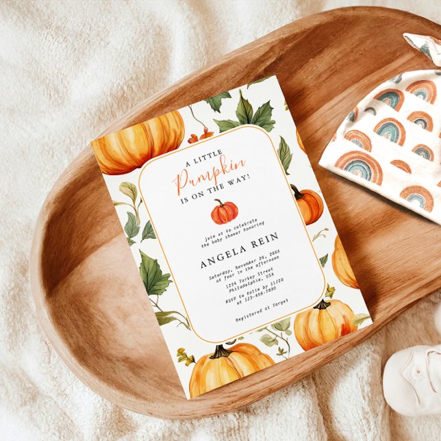 Sweet A Little Pumpkin Autumn Blätter Baby Dusche Einladung (Von Creator hochgeladen)