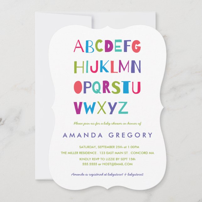 Sweet ABC Modern Baby shower Invitation (Devant)