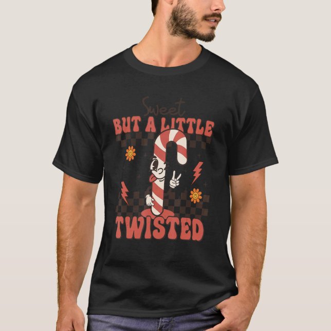 Sweet aber ein wenig verdreht Groovy Candy Cane Ch T-Shirt (Vorderseite)