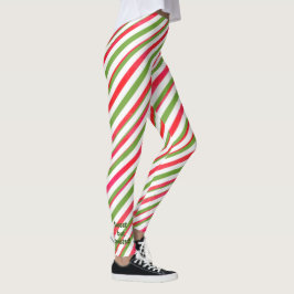 Sweet, aber geflechtet, rot und grün Candy Cane ge Leggings