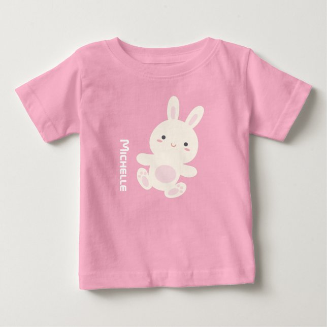 Sweet Adorable Niedlich Bunny Rabbit Individuelle  Baby T-shirt (Vorderseite)