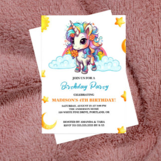 Sweet Adorable Unicorn zum Geburtstag Einladung