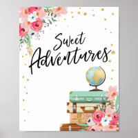 Sweet Adventures signalisiert Reisedusche Tafel