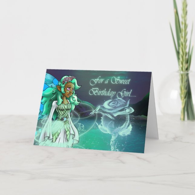 Sweet African American Fairy Birthday Karte (Vorderseite)
