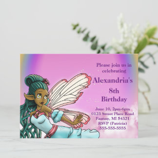 Sweet African American Fairy Birthday Party Einladung