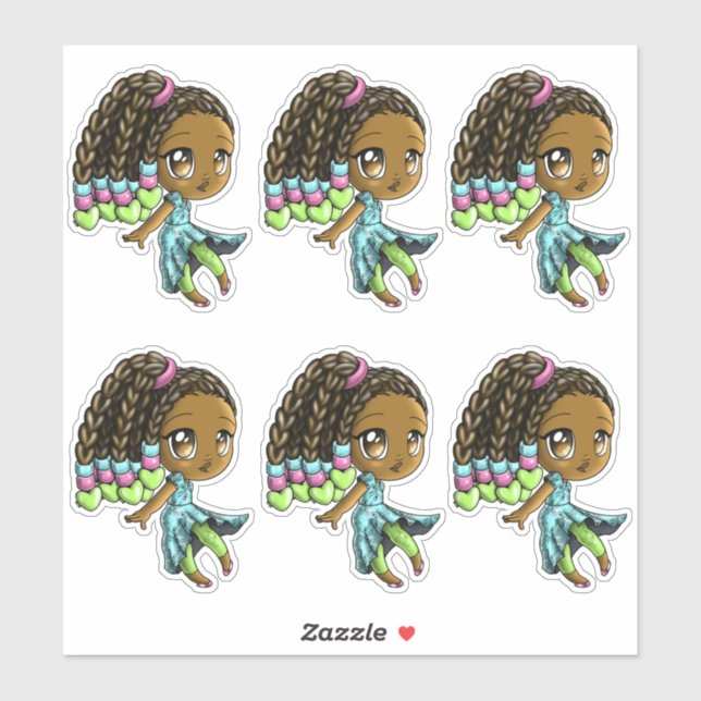 Sweet African American Girls Aufkleber (Blatt)