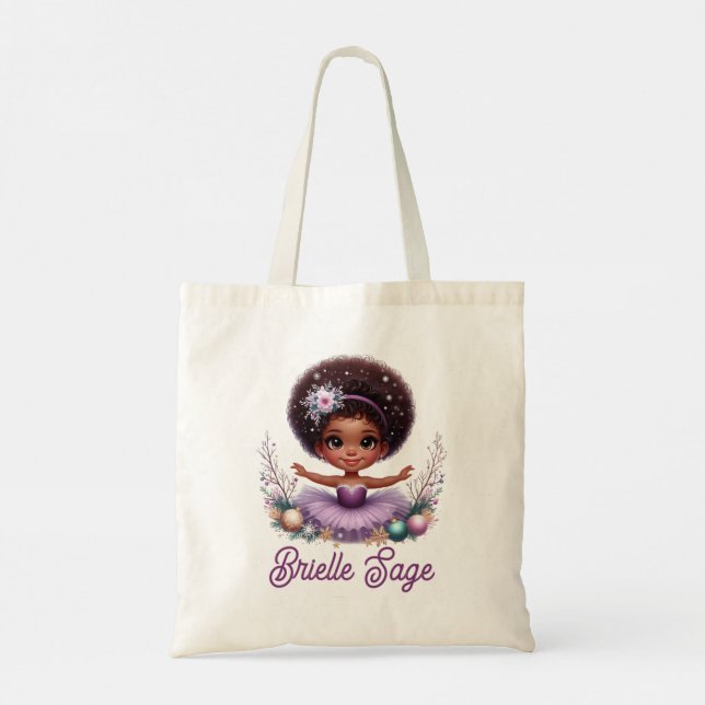 Sweet Afro Puff Lila Ballerina Girl Tragetasche (Rückseite)