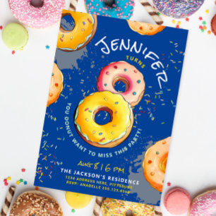 Sweet Aight   8. Donut Bunte Sprinklen Blau Einladung