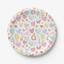 Sweet Alphabet & Hearts Watercolor Pappteller
