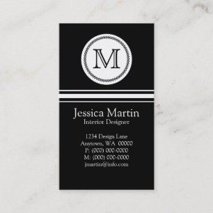 Sweet and Delicate Monogram Business Card, Black Visitenkarte