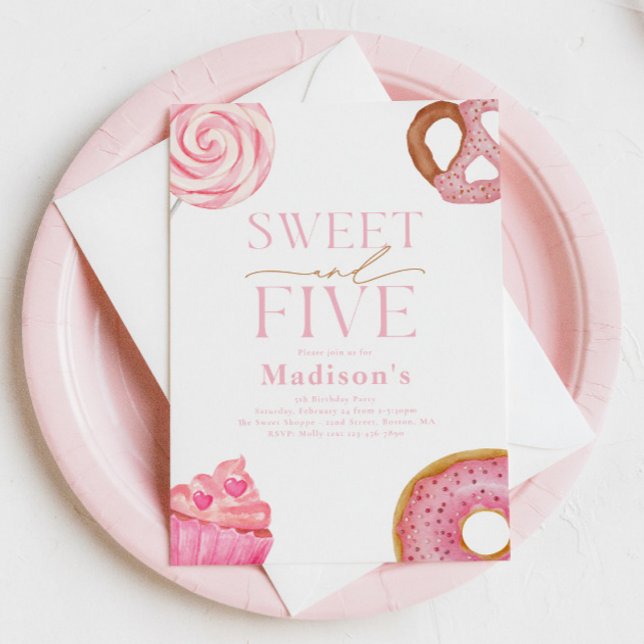 Sweet and Five Birthday Invitation (Créateur téléchargé)
