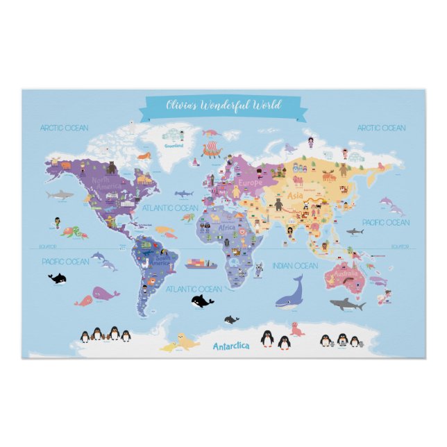Sweet and Lovely Children World Map Poster (Vorderseite)